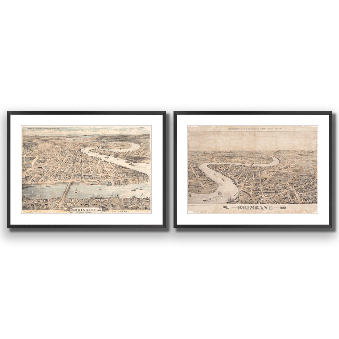 Brisbane 1888 Perfect Pairs - Wall Art Designs - SET2_5001_AR_H WAD_AP - 030 - MAT_45x30_S - 2538 - BLK