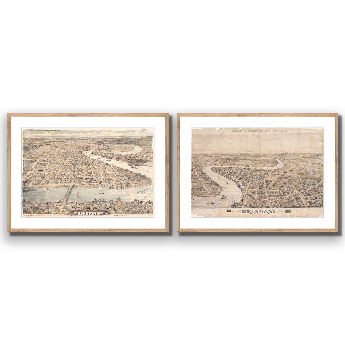 Brisbane 1888 Perfect Pairs - Wall Art Designs - SET2_5001_AR_H WAD_AP - 030 - MAT_45x30_S - 2538 - OAK