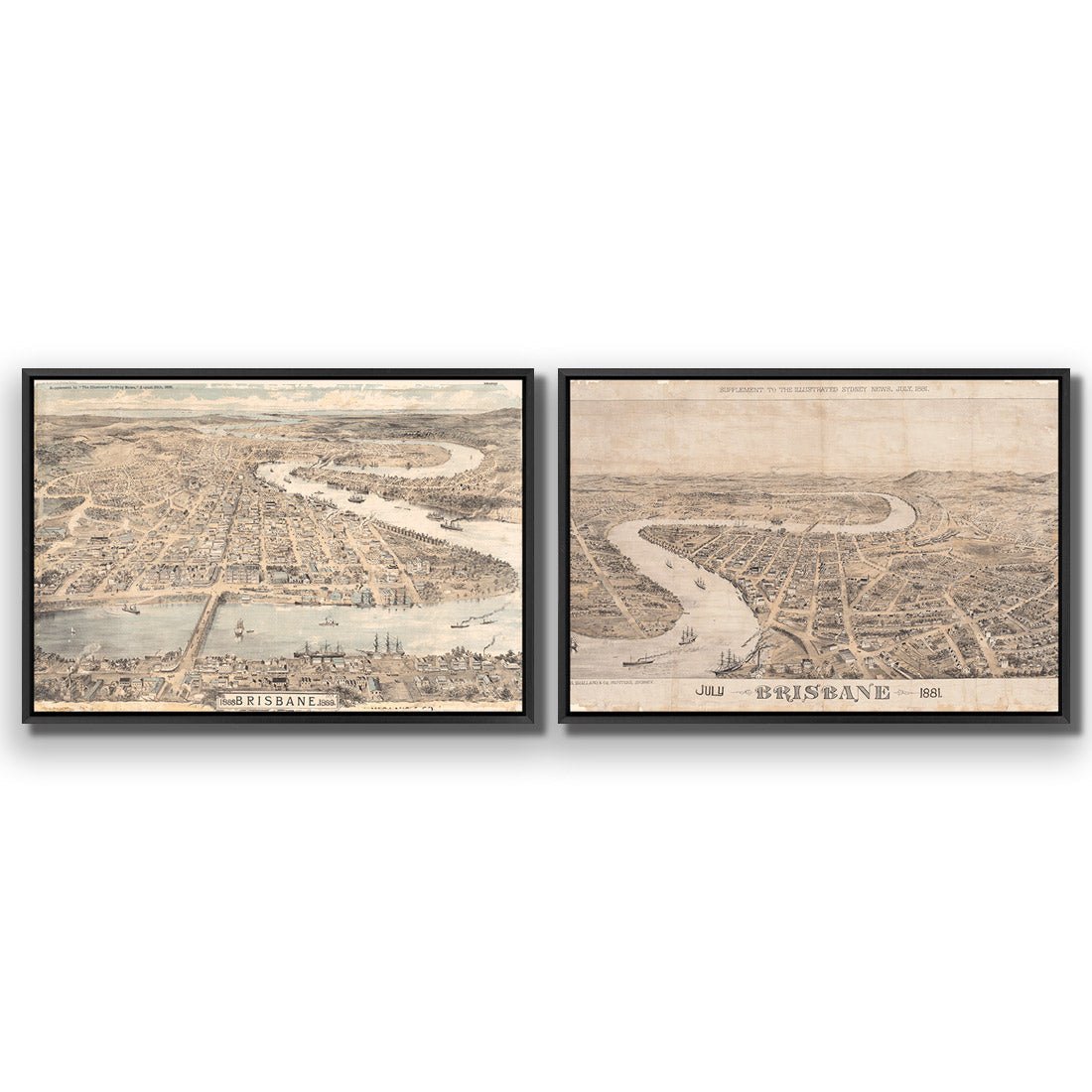 Brisbane 1888 Perfect Pairs - Wall Art Designs - SET2_5001_AR_H WAD_CP - MPY - 260 - M - S - S_45x30_S - 1550 - BLK