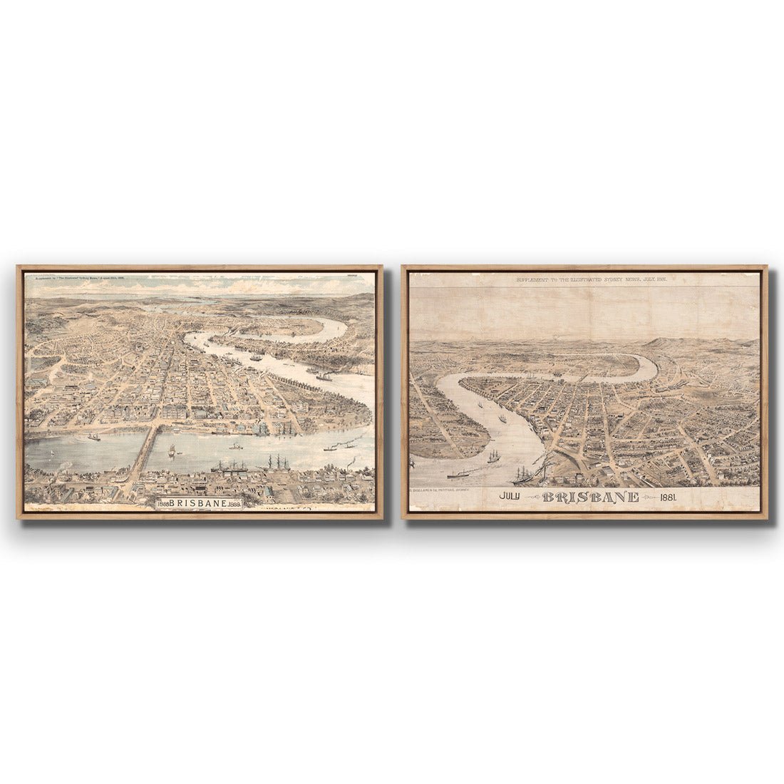 Brisbane 1888 Perfect Pairs - Wall Art Designs - SET2_5001_AR_H WAD_CP - MPY - 260 - M - S - S_45x30_S - 1550 - OAK