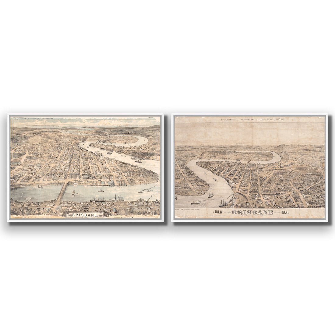 Brisbane 1888 Perfect Pairs - Wall Art Designs - SET2_5001_AR_H WAD_CP - MPY - 260 - M - S - S_45x30_S - 1550 - WHT