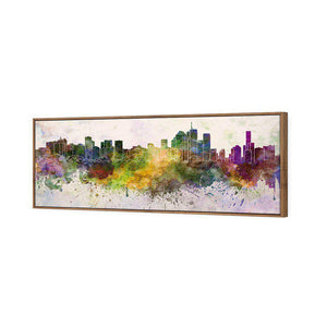 Brisbane Skyline Watercolour | Standard Canvas | Floating Frame | Natural