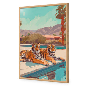 By the Pool | Classic Acrylic | Flat Frame No Border | Oak
