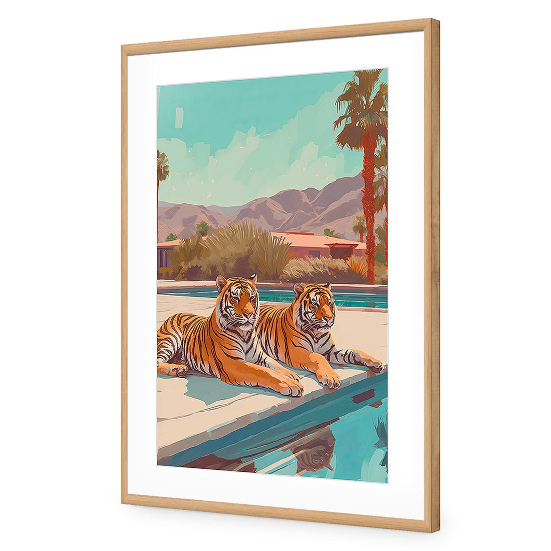 By the Pool | Classic Acrylic | Flat Frame With Border | Oak