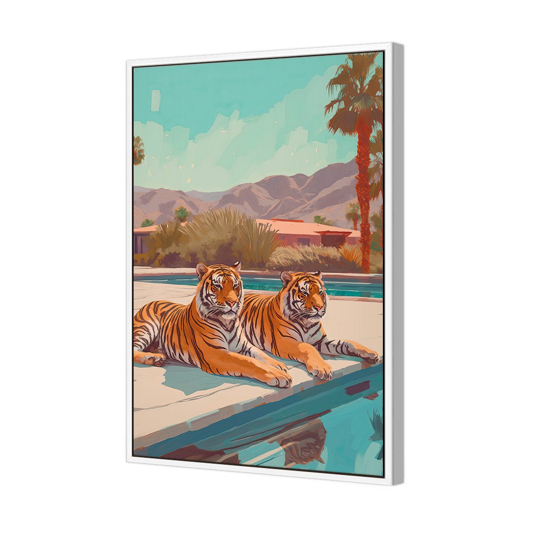 By the Pool | Classic Canvas | Floating Frame | White