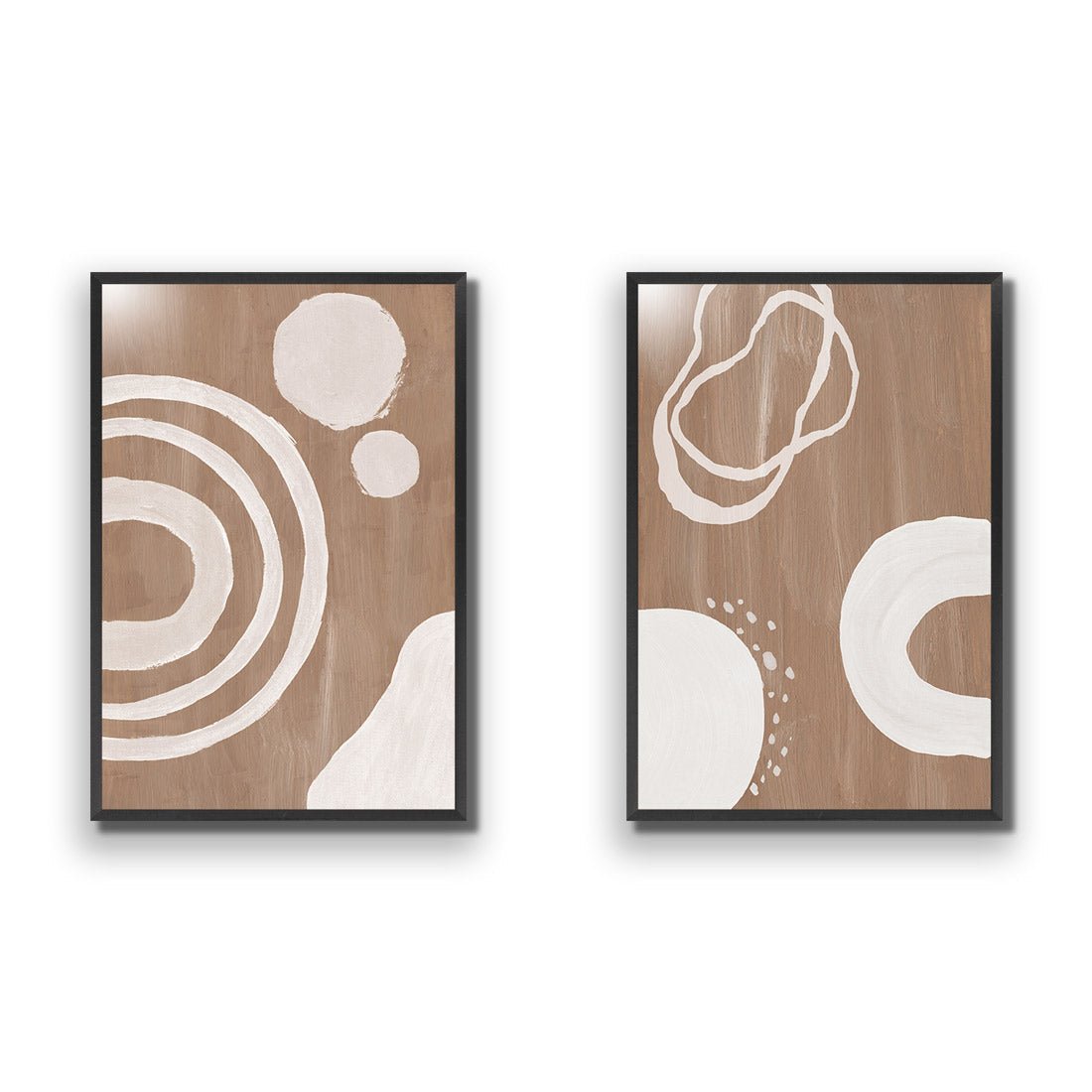 Cafe Latte Abstract Perfect Pair - Wall Art Designs - SET2_5012_AR_V WAD_AP - 030 - EDG_45x30_S - 2538 - BLK