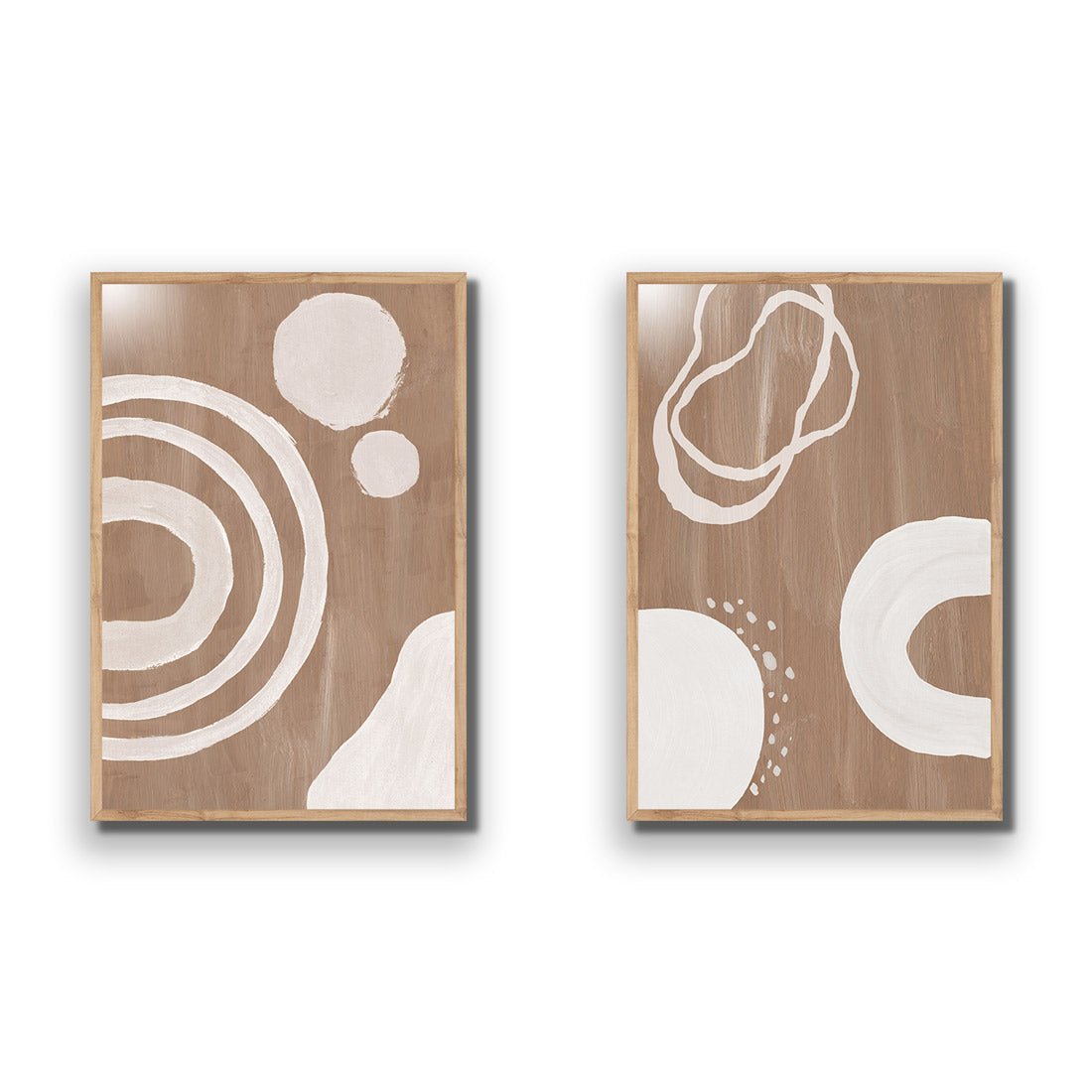 Cafe Latte Abstract Perfect Pair - Wall Art Designs - SET2_5012_AR_V WAD_AP - 030 - EDG_45x30_S - 2538 - OAK