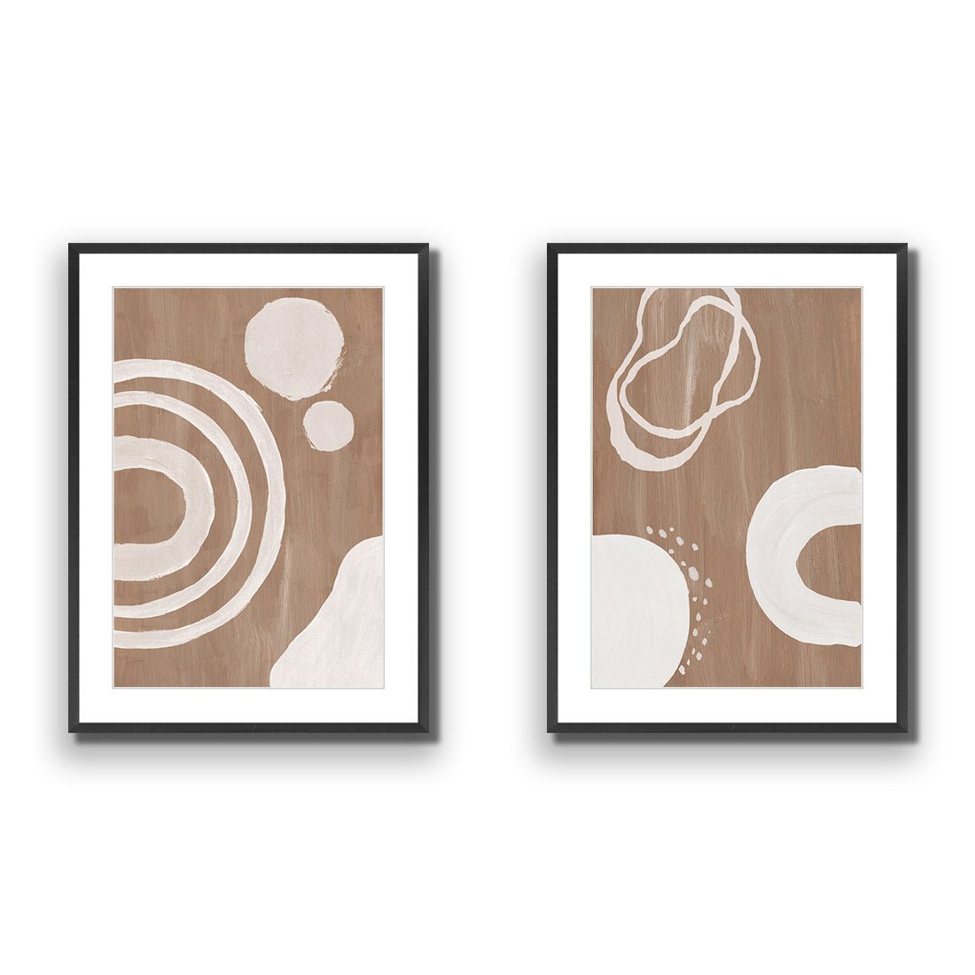 Cafe Latte Abstract Perfect Pair - Wall Art Designs - SET2_5012_AR_V WAD_AP - 030 - MAT_45x30_S - 2538 - BLK