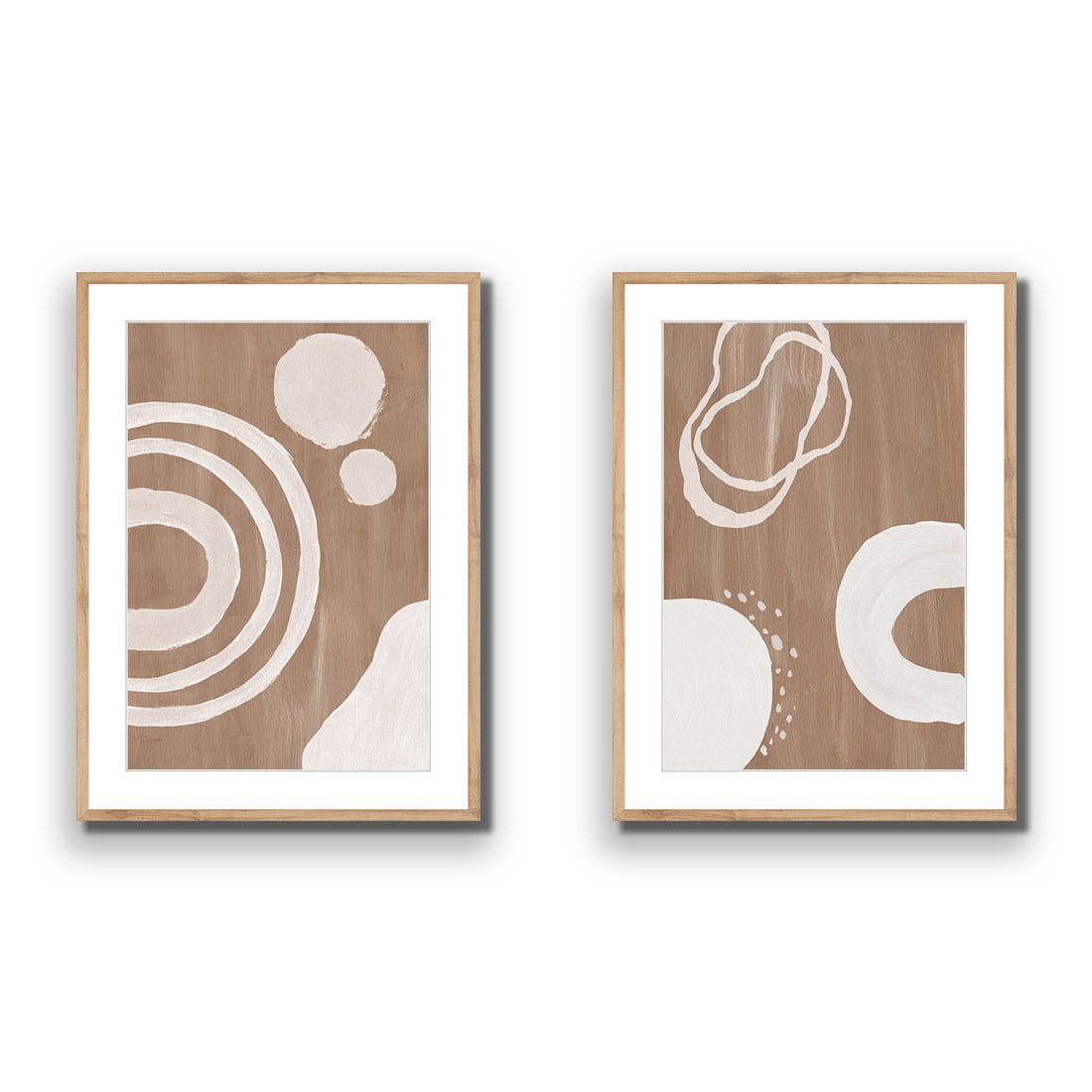 Cafe Latte Abstract Perfect Pair - Wall Art Designs - SET2_5012_AR_V WAD_AP - 030 - MAT_45x30_S - 2538 - OAK