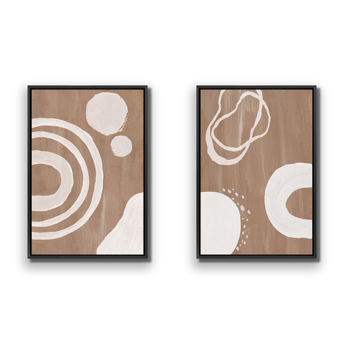 Cafe Latte Abstract Perfect Pair - Wall Art Designs - SET2_5012_AR_V WAD_CP - MPY - 260 - M - S - S_45x30_S - 1550 - BLK