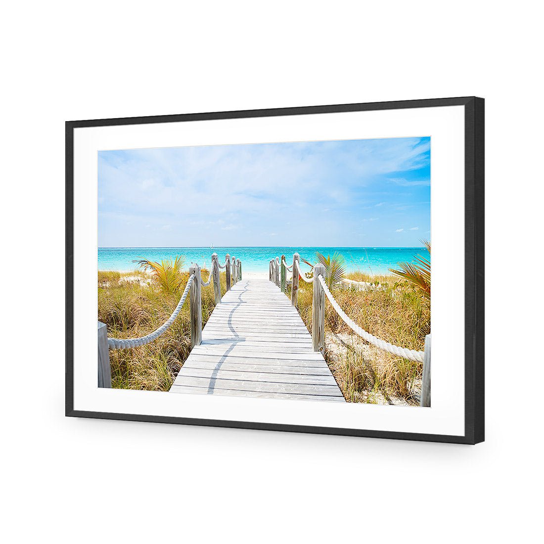 Caicos Island | Standard Acrylic | Flat Frame With Border | Black