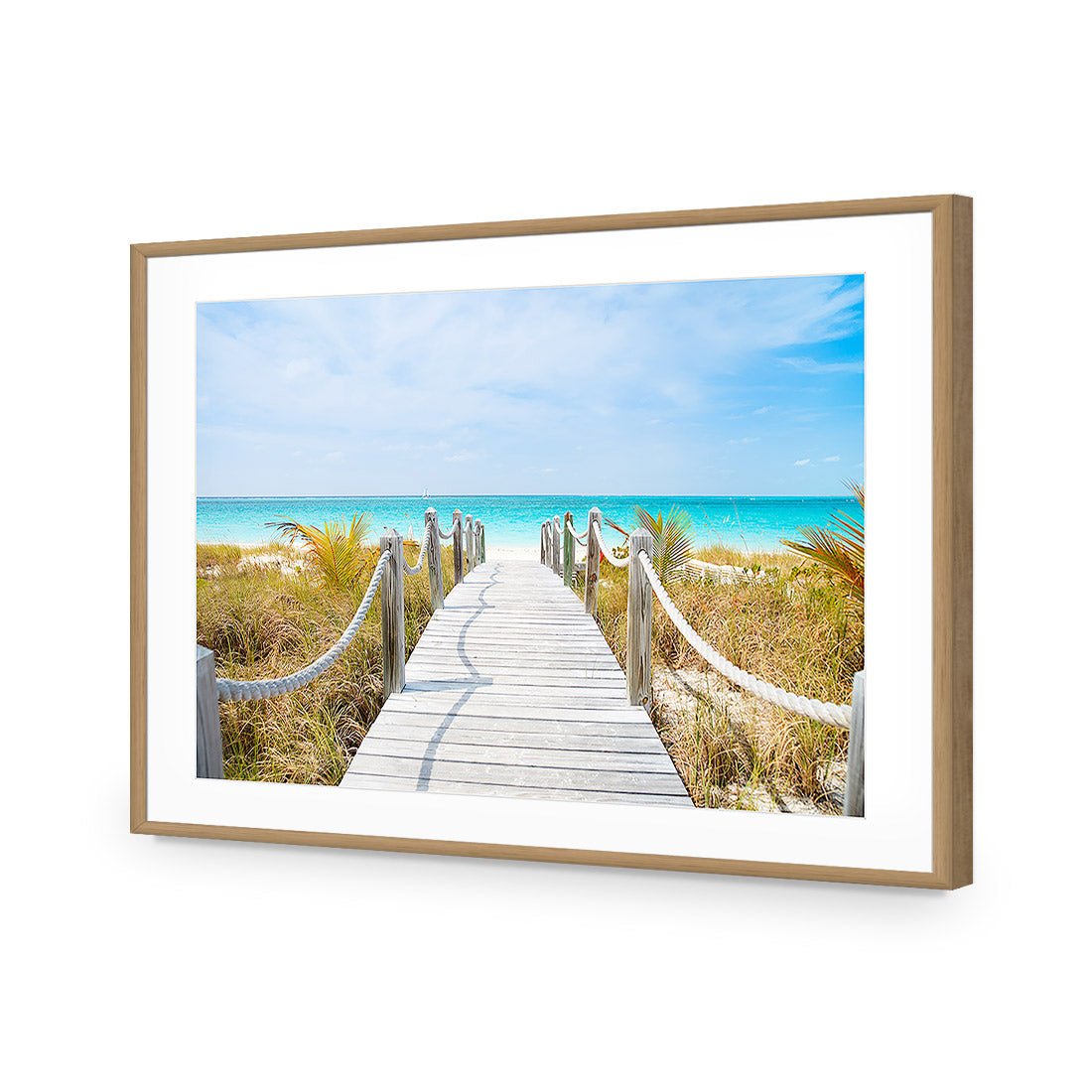Caicos Island | Standard Acrylic | Flat Frame With Border | Oak