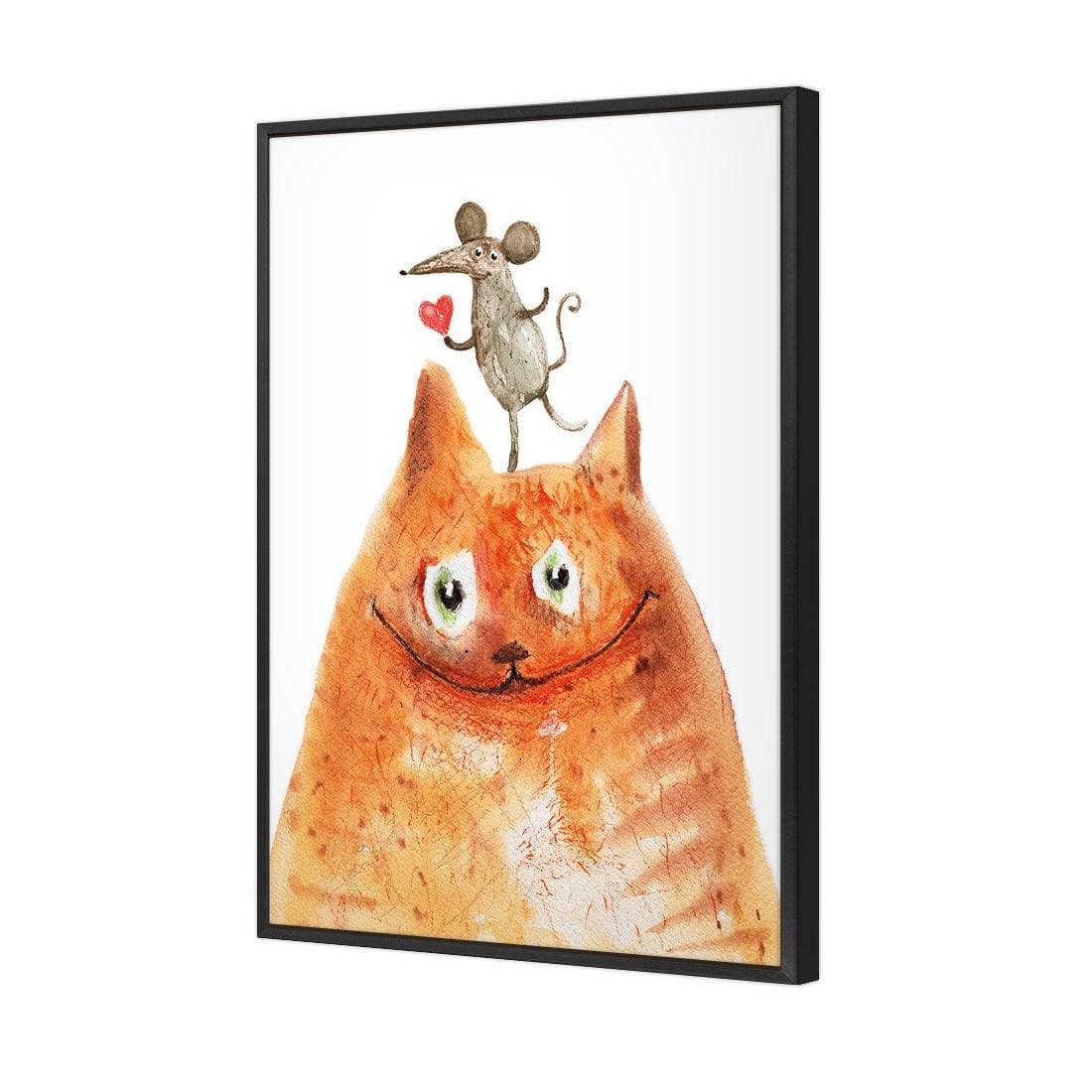 Cat and Mouse Love | Standard Canvas | Floating Frame | Black