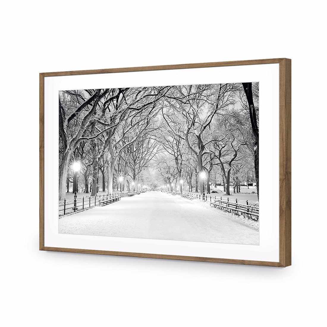 Central Park Dawn in Snow | Classic Acrylic | Flat Frame With Border | Natural