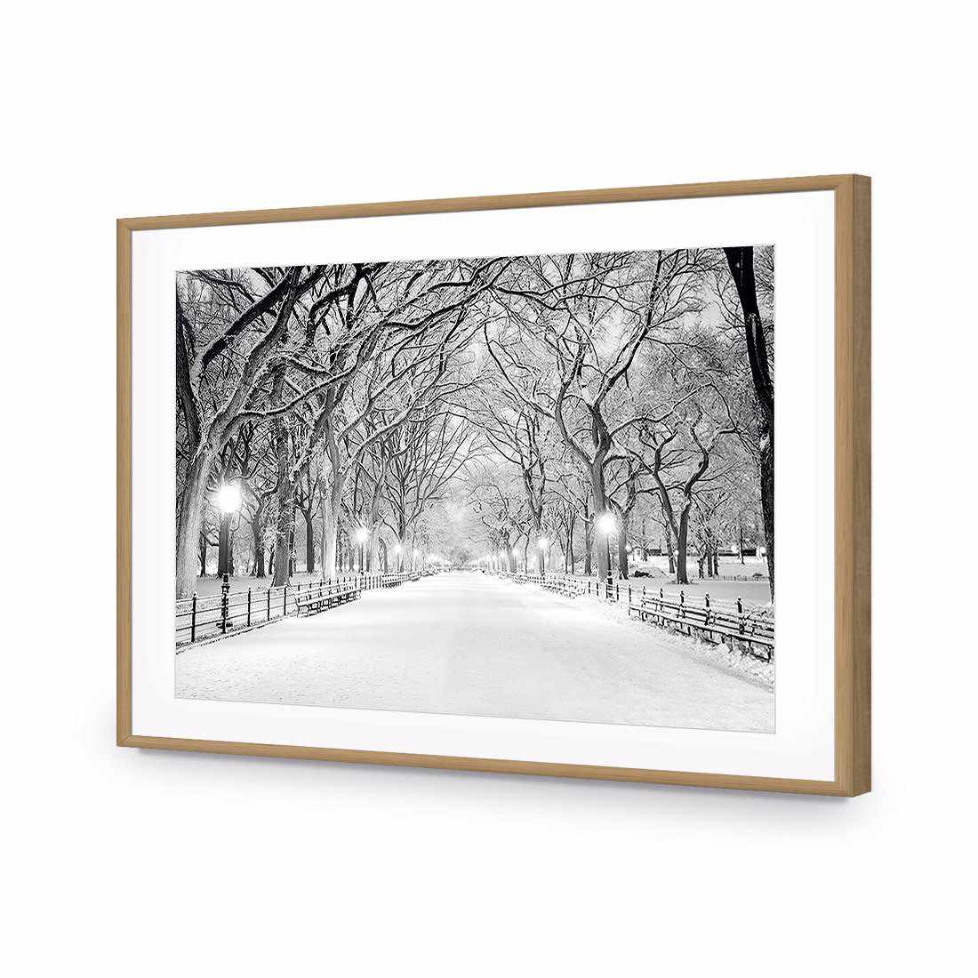 Central Park Dawn in Snow | Classic Acrylic | Flat Frame With Border | Oak