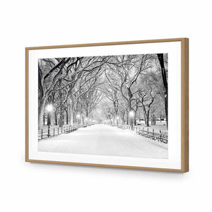 Central Park Dawn in Snow | Classic Acrylic | Flat Frame With Border | Oak
