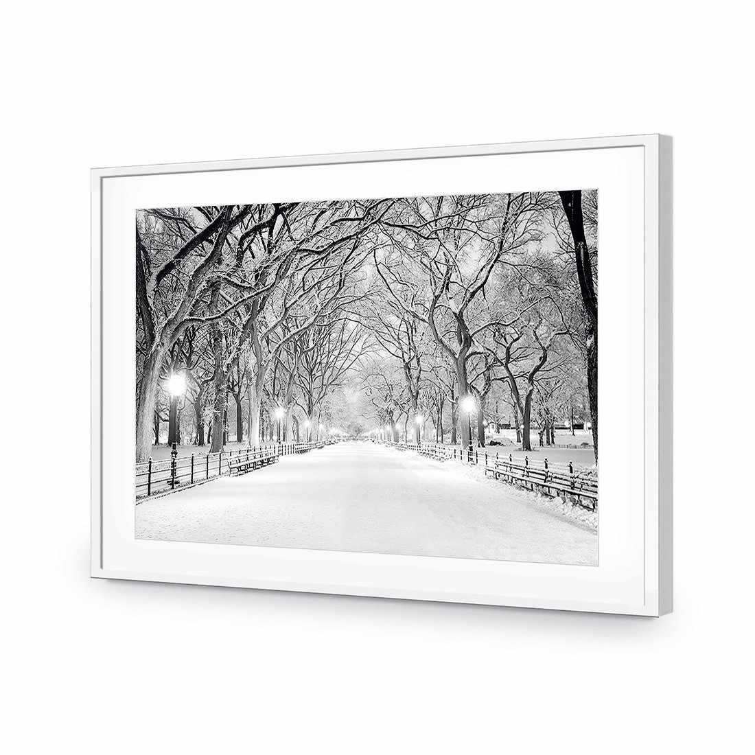 Central Park Dawn in Snow | Classic Acrylic | Flat Frame With Border | White