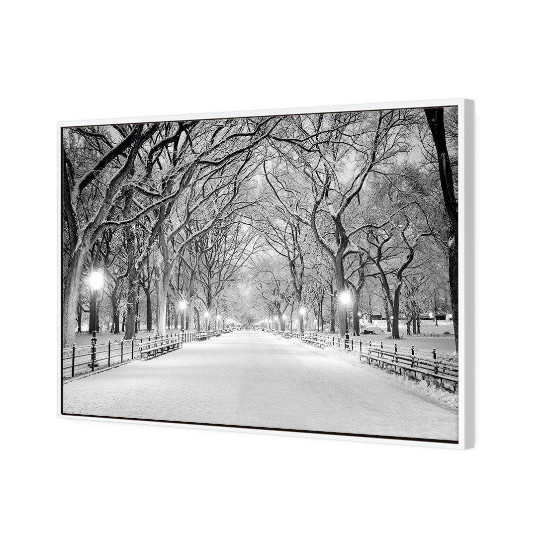 Central Park Dawn in Snow | Classic Canvas | Floating Frame | White