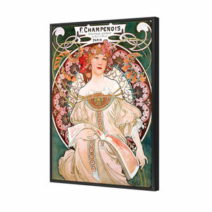 Champenois By Alphonse Mucha | Standard Canvas | Floating Frame | Black