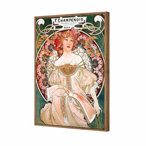 Champenois By Alphonse Mucha | Standard Canvas | Floating Frame | Natural