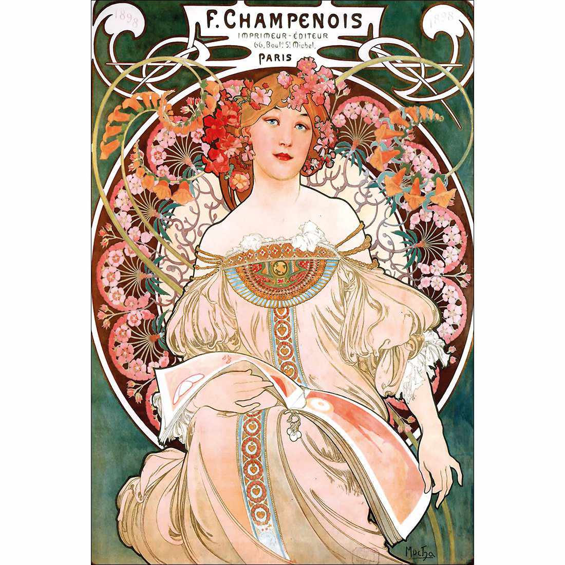 Champenois By Alphonse Mucha Canvas Art - Wall Art Designs - 957_AR_V WAD_CP - MPY - 260 - M - S - S_45x30_NONE_ART