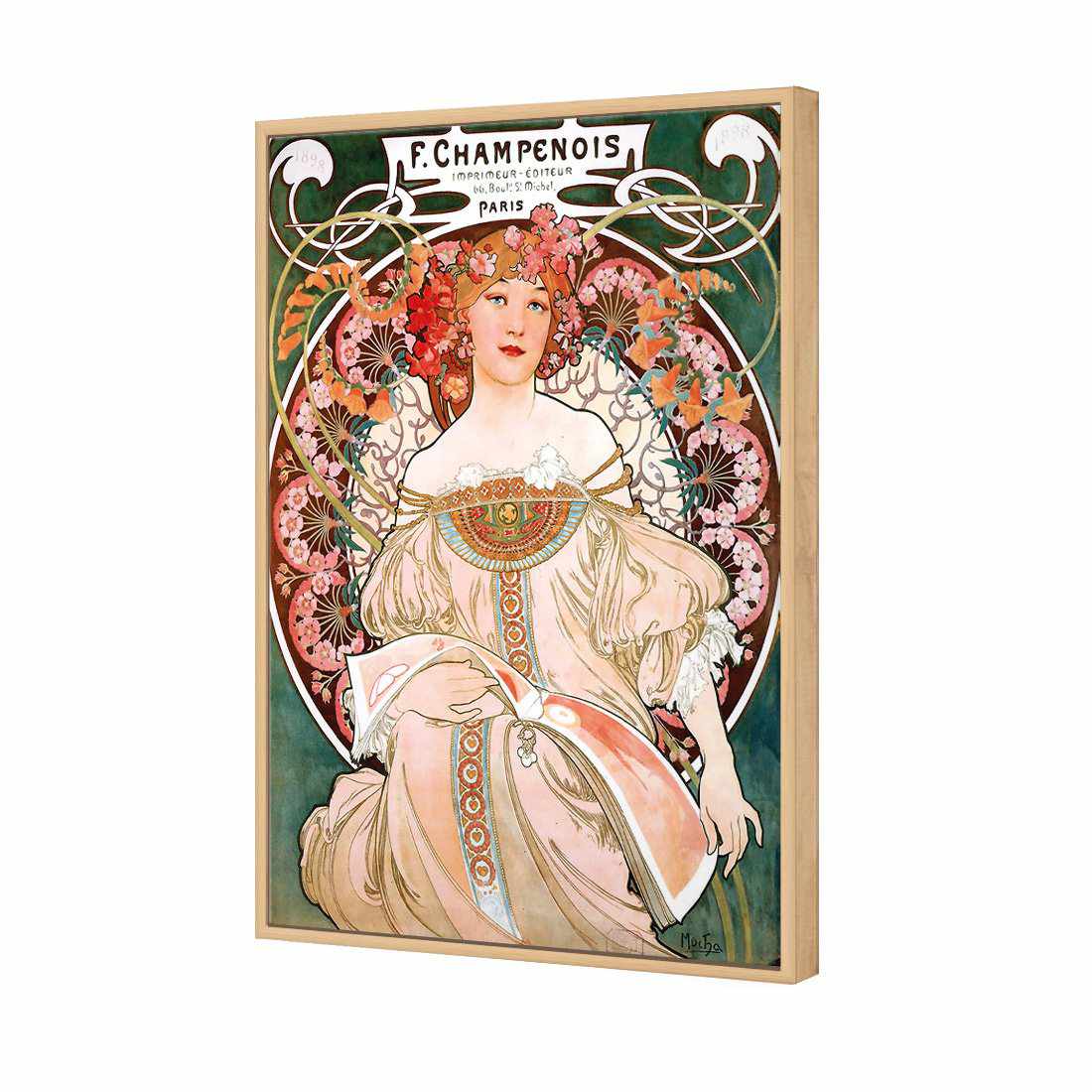 Champenois By Alphonse Mucha | Standard Canvas | Floating Frame | Oak