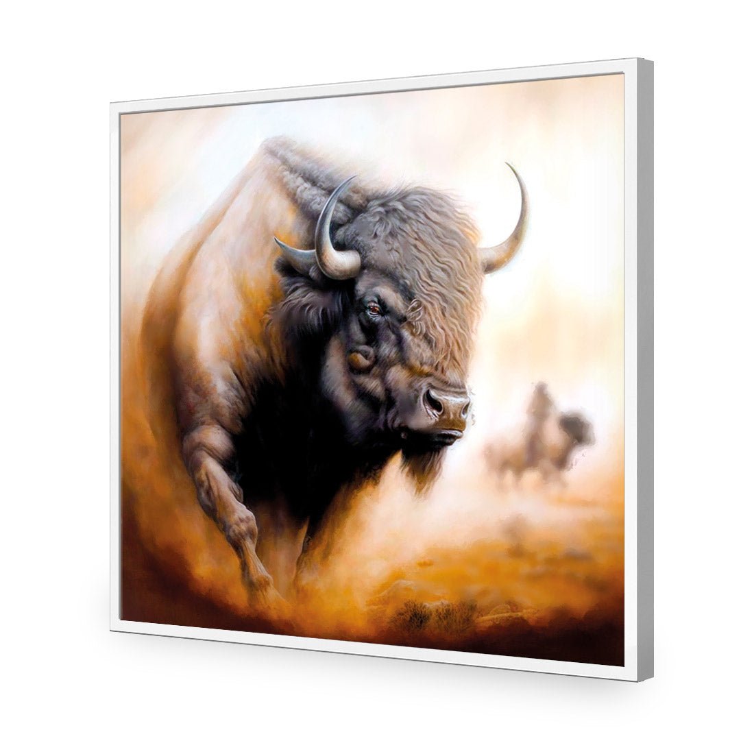 Charging Bison I - Wall Art Designs - WB_100717_AS_Q CAF_AP - 030 - EDG_37x37_S - 2538 - WHT