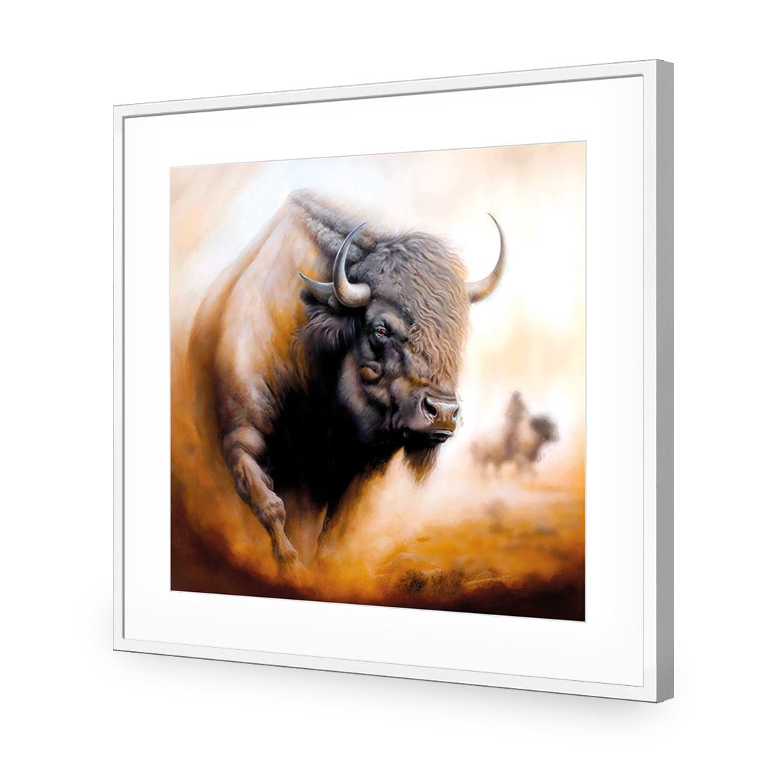 Charging Bison I - Wall Art Designs - WB_100717_AS_Q CAF_AP - 030 - MAT_37x37_S - 2538 - WHT