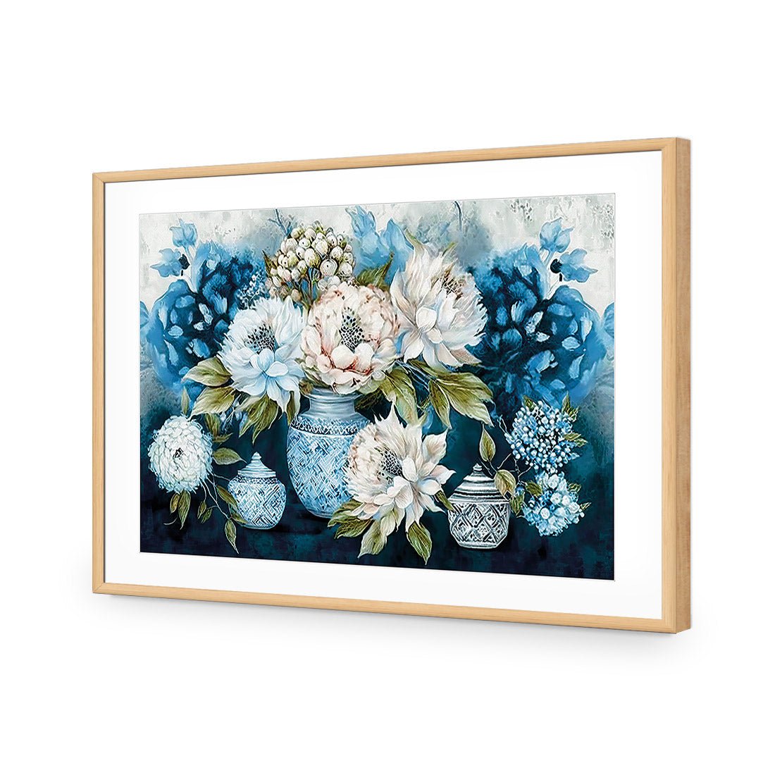 Classic Floral | Classic Acrylic | Flat Frame With Border | Oak