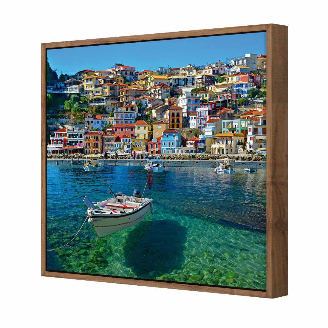 Clear Waters Of Greece, Square | Classic Canvas | Floating Frame | Natural