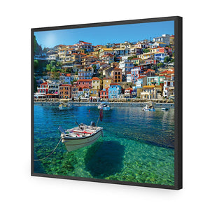 Clear Waters Of Greece, Square | Classic Acrylic | Flat Frame No Border | Black