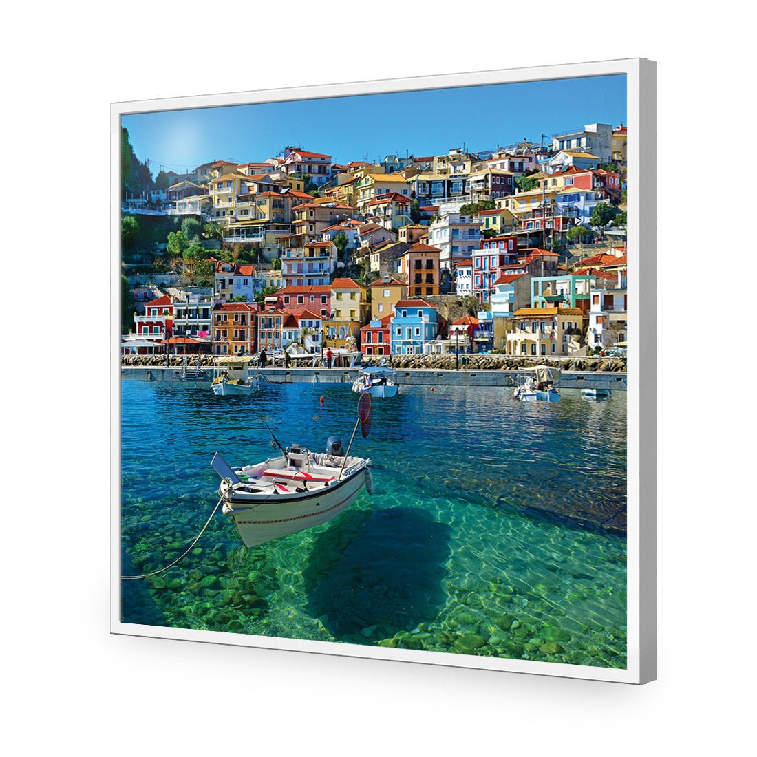 Clear Waters Of Greece, Square | Classic Acrylic | Flat Frame No Border | White