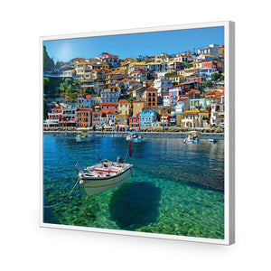 Clear Waters Of Greece, Square | Classic Acrylic | Flat Frame No Border | White