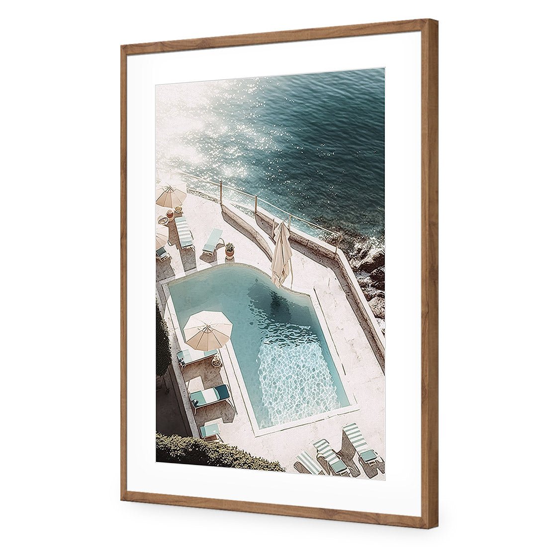 Cliff Poolside | Classic Acrylic | Flat Frame With Border | Natural