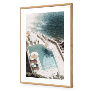 Cliff Poolside | Classic Acrylic | Flat Frame With Border | Oak