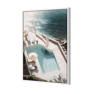 Cliff Poolside | Classic Canvas | Floating Frame | White