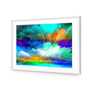 Cloud Explosion, Blue | Standard Acrylic | Flat Frame With Border | White