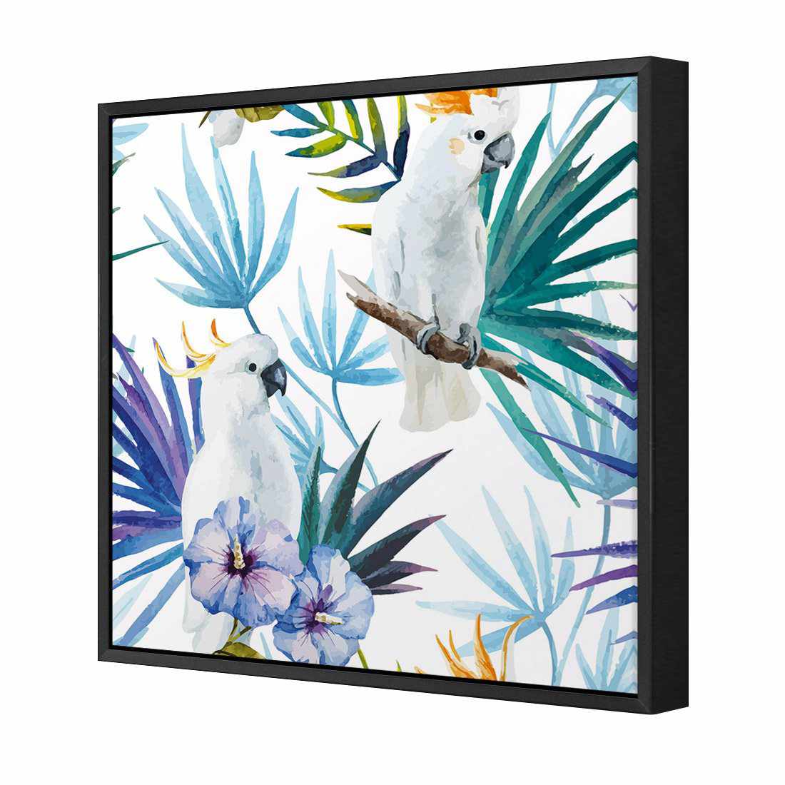 Cockatoo On High, Square | Standard Canvas | Floating Frame | Black