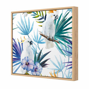 Cockatoo On High, Square | Standard Canvas | Floating Frame | Oak
