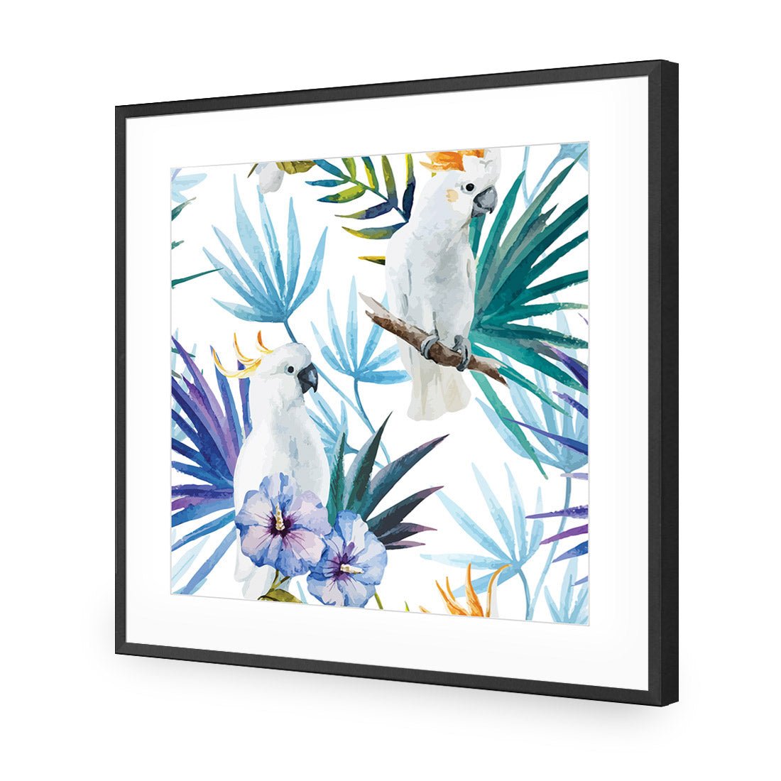 Cockatoo On High, Square Acrylic Glass Art - Wall Art Designs - 2889_AS_Q WAD_AP - 030 - MAT_37x37_S - 2538 - BLK