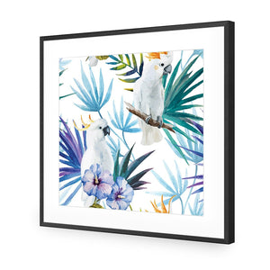 Cockatoo On High, Square | Standard Acrylic | Flat Frame With Border | Black