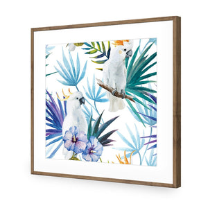 Cockatoo On High, Square | Standard Acrylic | Flat Frame With Border | Natural