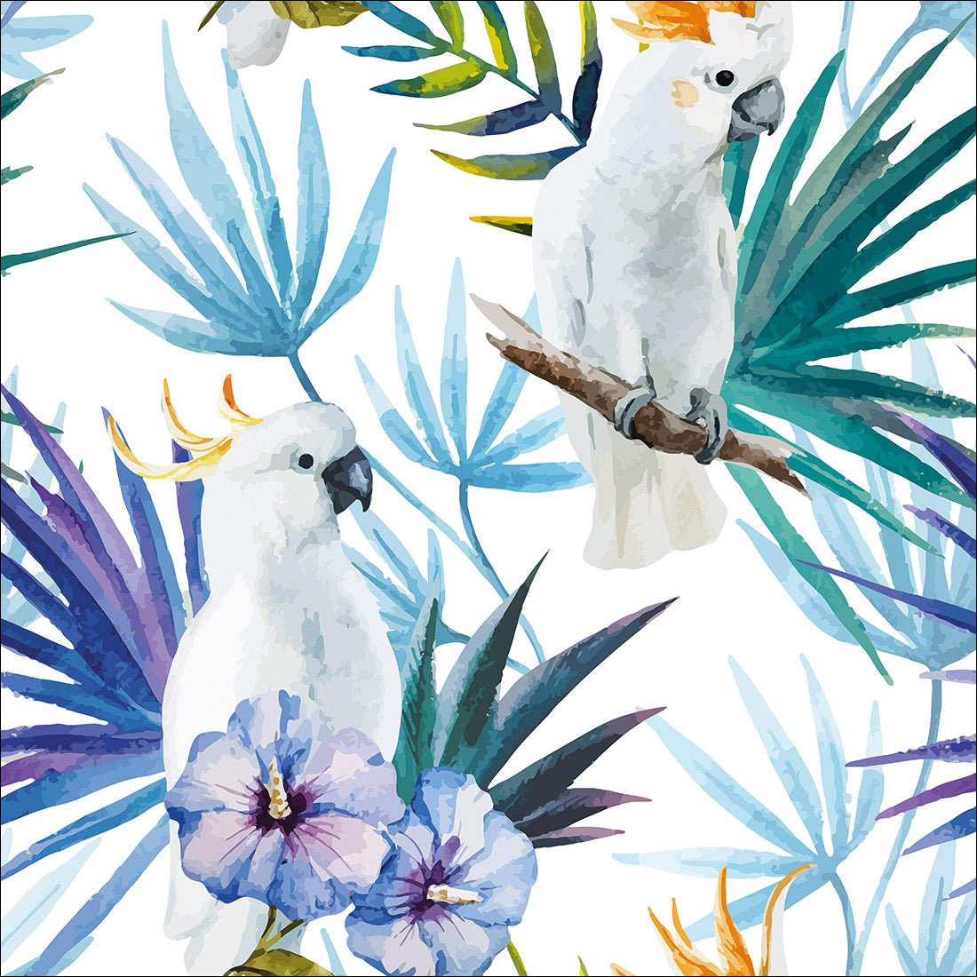 Cockatoo On High, Square Acrylic Glass Art - Wall Art Designs - 2889_AS_Q WAD_AP - 030 - MAT_37x37_NONE