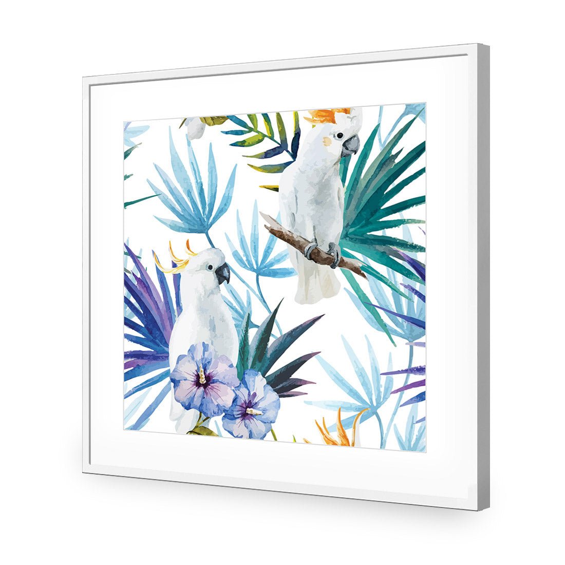 Cockatoo On High, Square Acrylic Glass Art - Wall Art Designs - 2889_AS_Q WAD_AP - 030 - MAT_37x37_S - 2538 - WHT