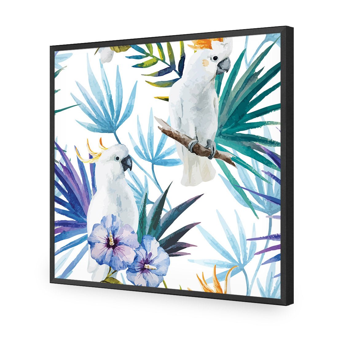 Cockatoo On High, Square Acrylic Glass Art - Wall Art Designs - 2889_AS_Q WAD_AP - 030 - EDG_37x37_S - 2538 - BLK