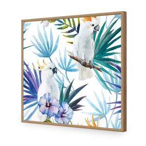 Cockatoo On High, Square | Standard Acrylic | Flat Frame No Border | Oak