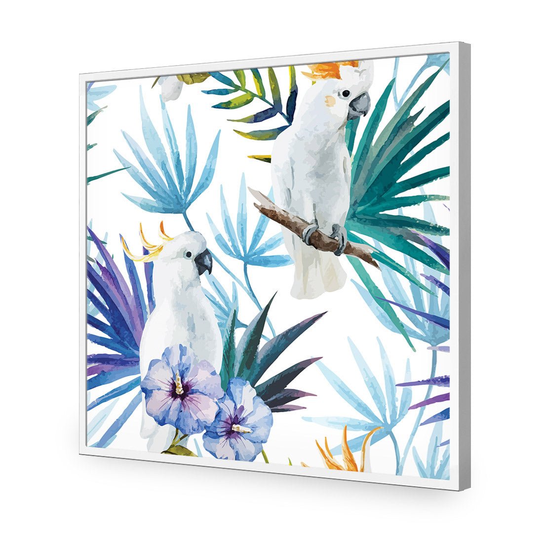 Cockatoo On High, Square | Standard Acrylic | Flat Frame No Border | White