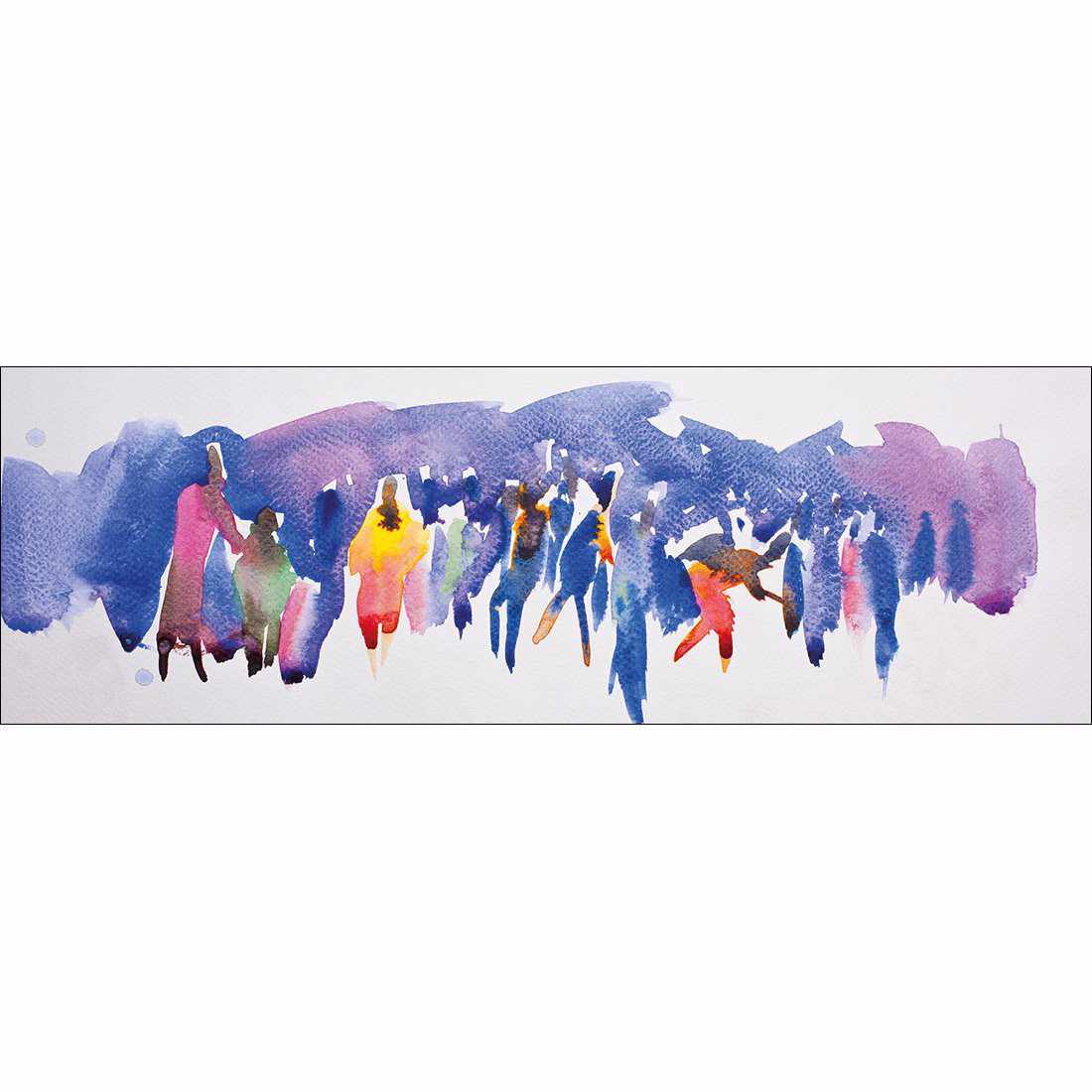 Community Abstract Watercolour Canvas Art - Wall Art Designs - 205_AL_H WAD_CP - MPY - 260 - M - S - S_60x20_NONE