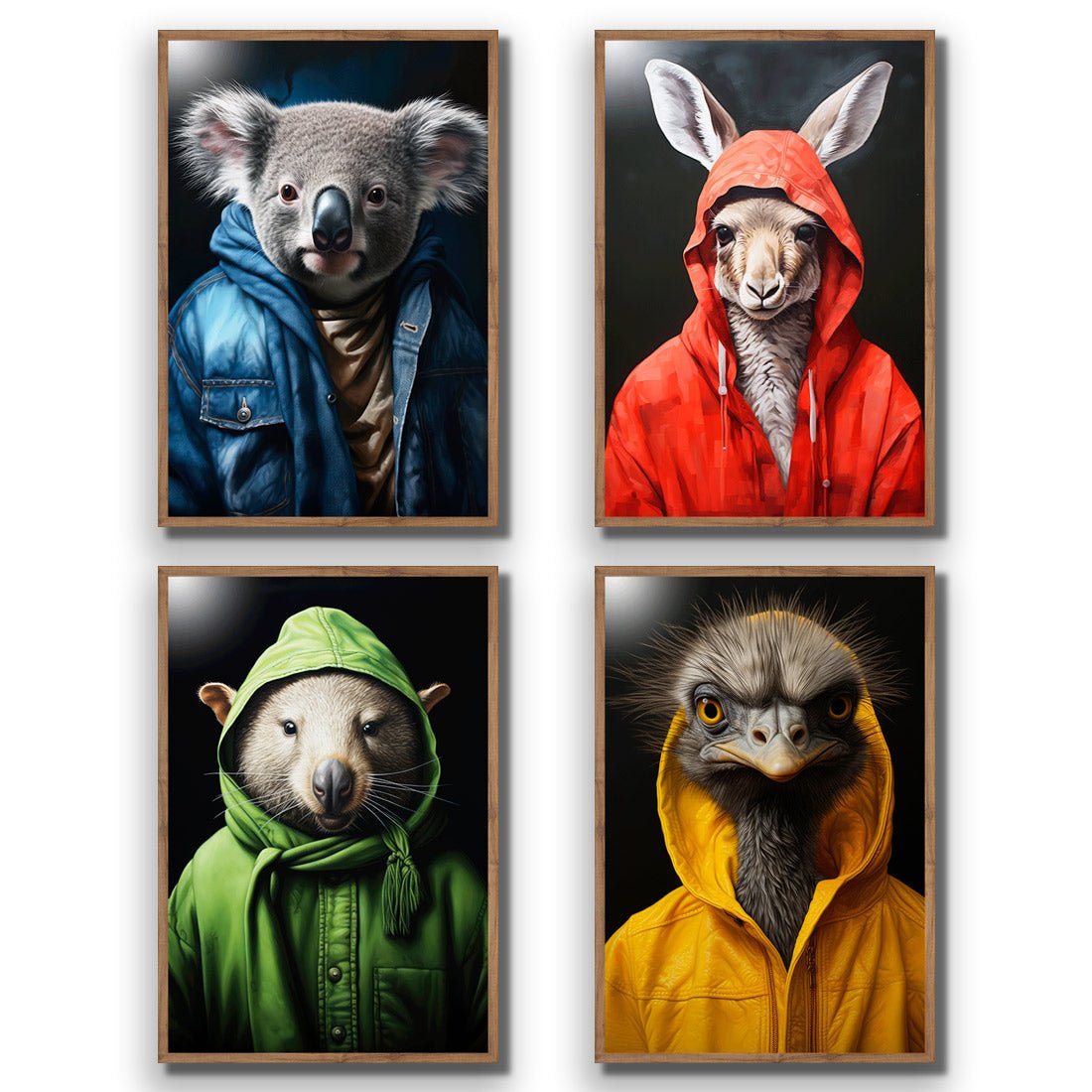 Cool Aussie Animals - Art Set of Four - Wall Art Designs - SET4_6028_AR_V WAD_AP - 030 - EDG_45x30_S - 2538 - NAT