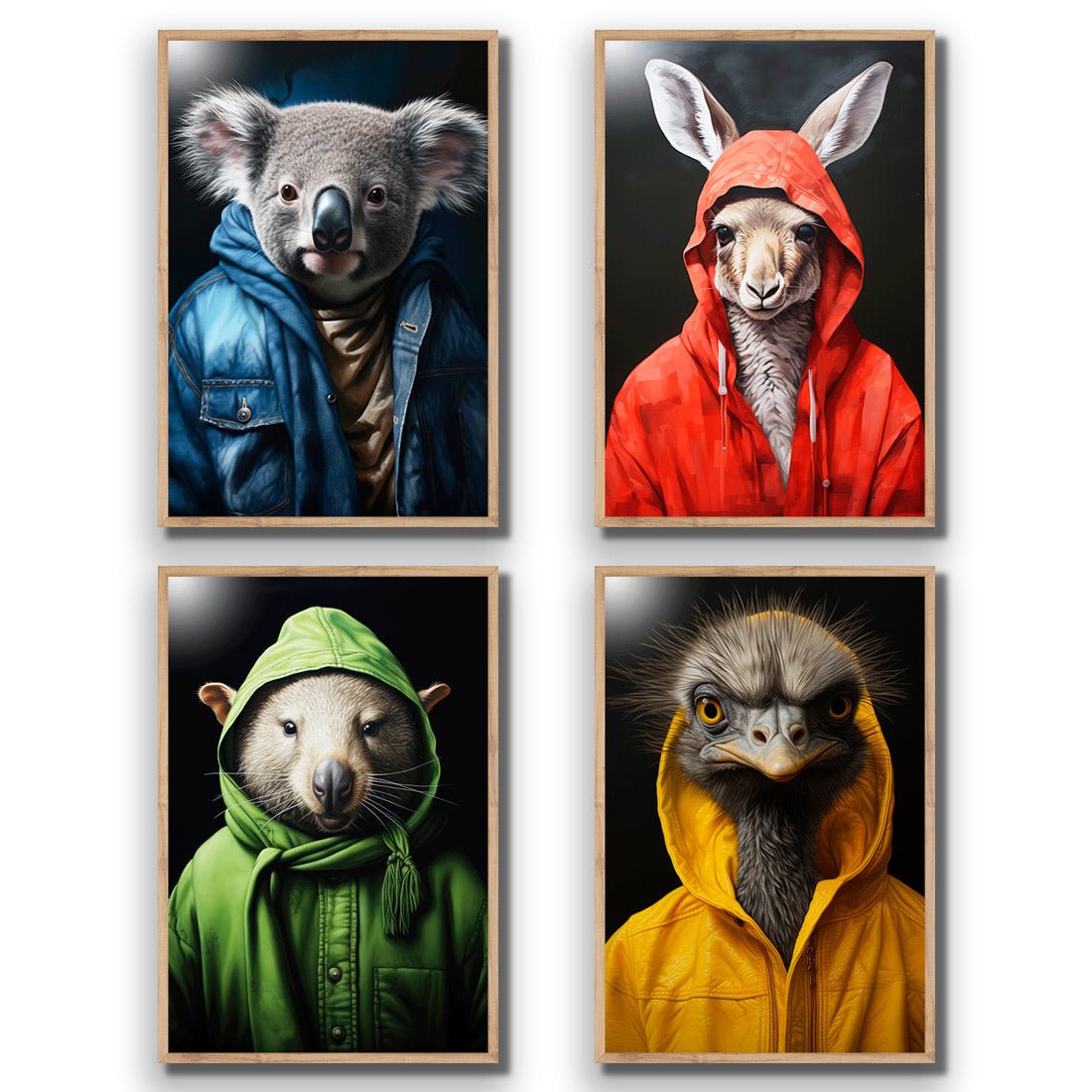 Cool Aussie Animals - Art Set of Four - Wall Art Designs - SET4_6028_AR_V WAD_AP - 030 - EDG_45x30_S - 2538 - OAK